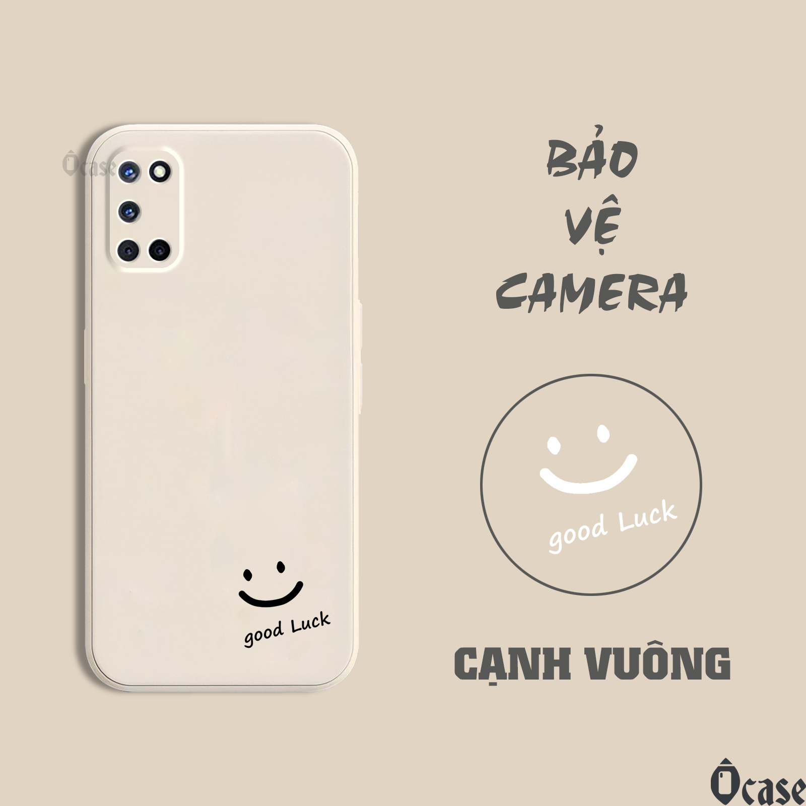 Ốp lưng Oppo A52 / A72 / A92 in hình mặt cười may mắn cạnh viền vuông có bảo vệ camera