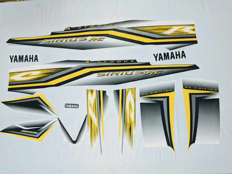 [TEM XE SIRIUS] Bộ tem 3 lớp dán dàn áo xe máy xe SIRIUS RC, tem như zin theo xe (màu XÁM VÀNG)