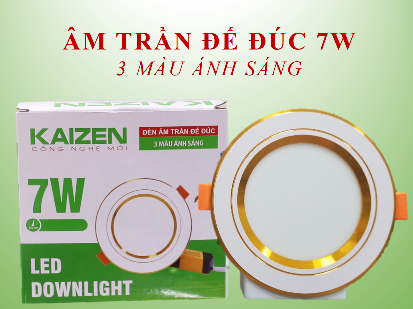 Bộ 10 đèn âm trần 7w đổi màu Kaizen khoét lỗ 90, đèn downlight đổi màu, đèn mắt trâu, đèn âm trần khoét lỗ phi 90
