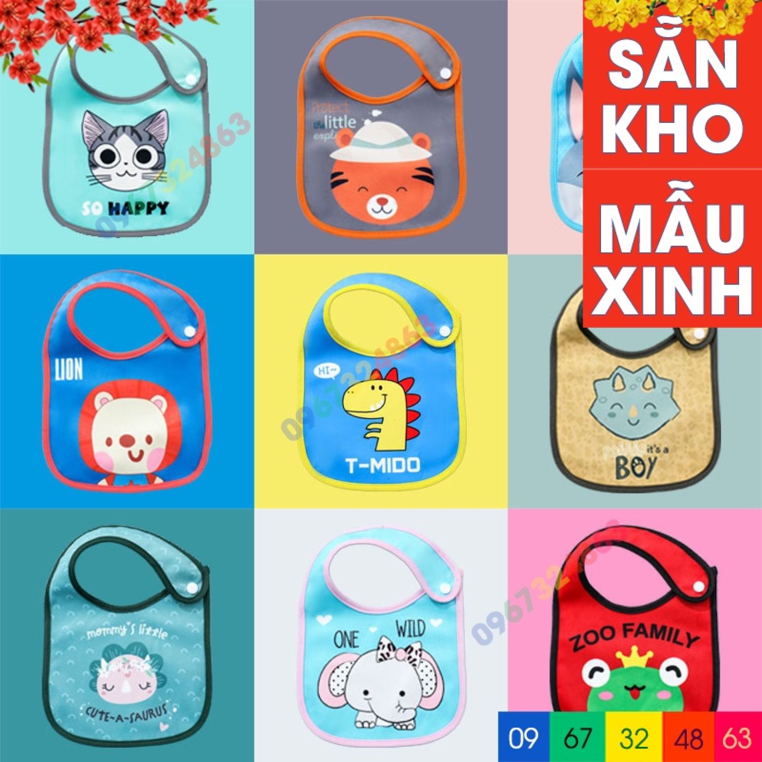 Yếm ăn dặm carter mẫu mới có chống thấm kèm nút bấm cho bé