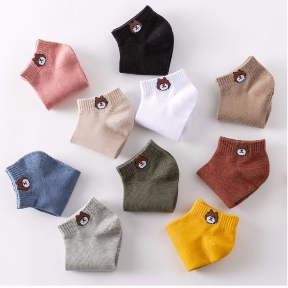 Tất unisex cổ thấp màu trơn nhiều mẫu đáng yêu