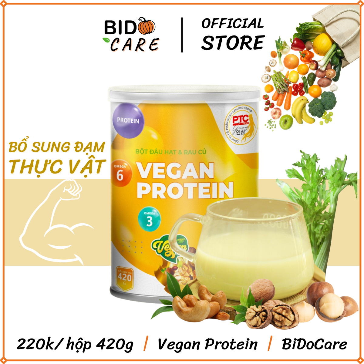 Vegan Protein Bột Ngũ Cốc Dinh Dưỡng 420g - BiDoCare - Bổ Sung Protein Thực Vật