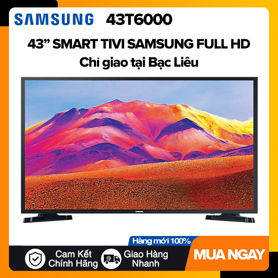 Smart tivi samsung 43 inch full hd - model 43t6000 chiếu màn hình điện thoại, youtube, netflix, dvb-t2, dolby digital, tivi giá rẻ - bảo hành 2 năm