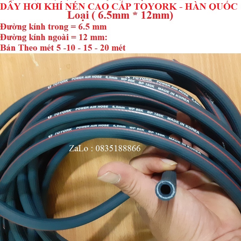 Dây hơi khí nén siêu bền áp lực cao phi 6.5 toyork - hàn quốc