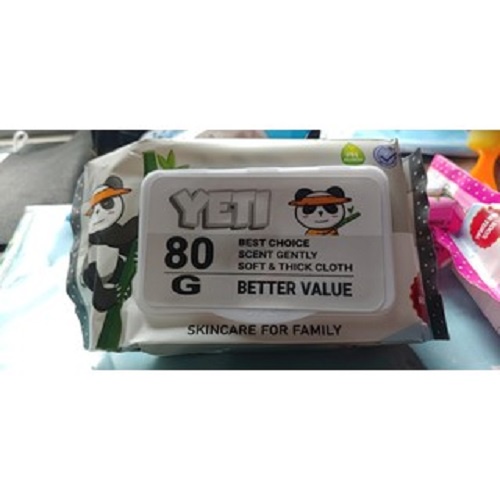 Khăn giấy ướt yeti thái lan không mùi xám 80gr