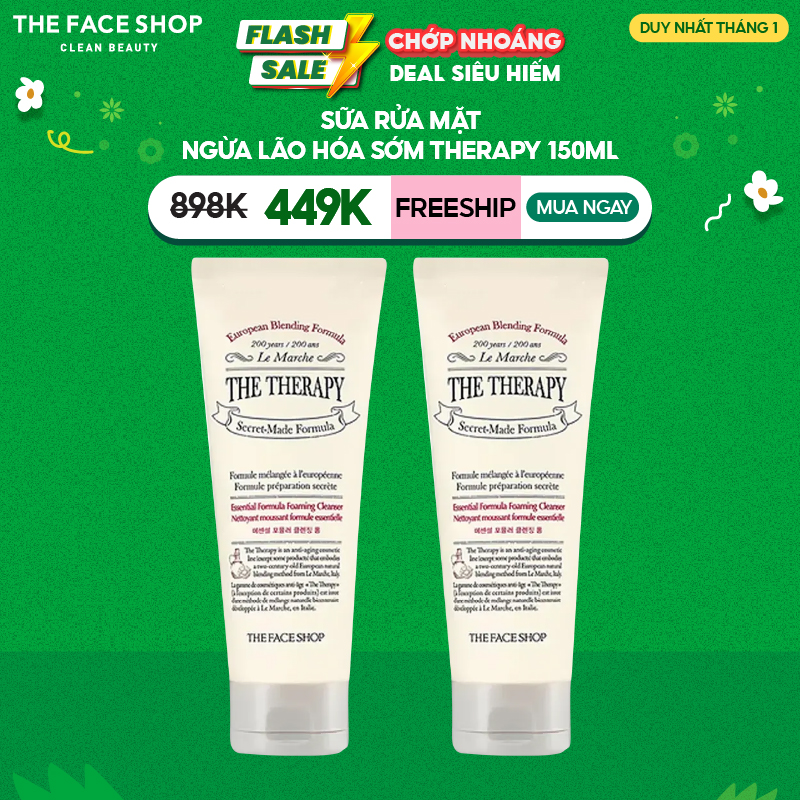 Combo 2 Sữa Rửa Mặt Chống Lão Hóa Sớm Thefaceshop The Therapy Essential Foaming Cleanser 150Mlx2