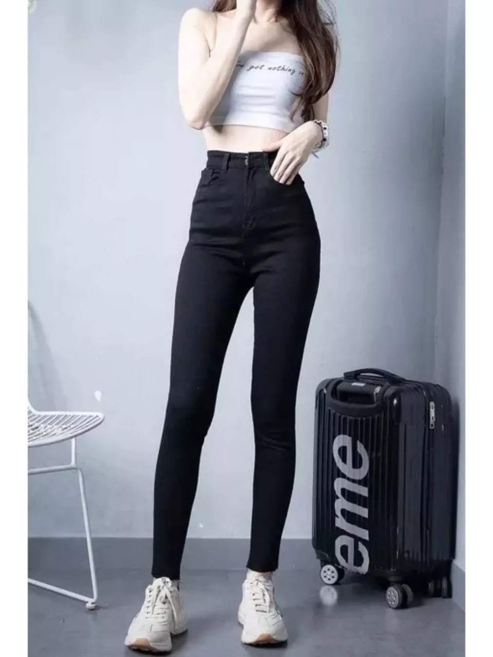 Freeship - quần bò giấy 1 khuy quần skinny nữ quàn jeans nữ lưng cao dáng ôm cao cấp co dãn 4 chiều Minhu store