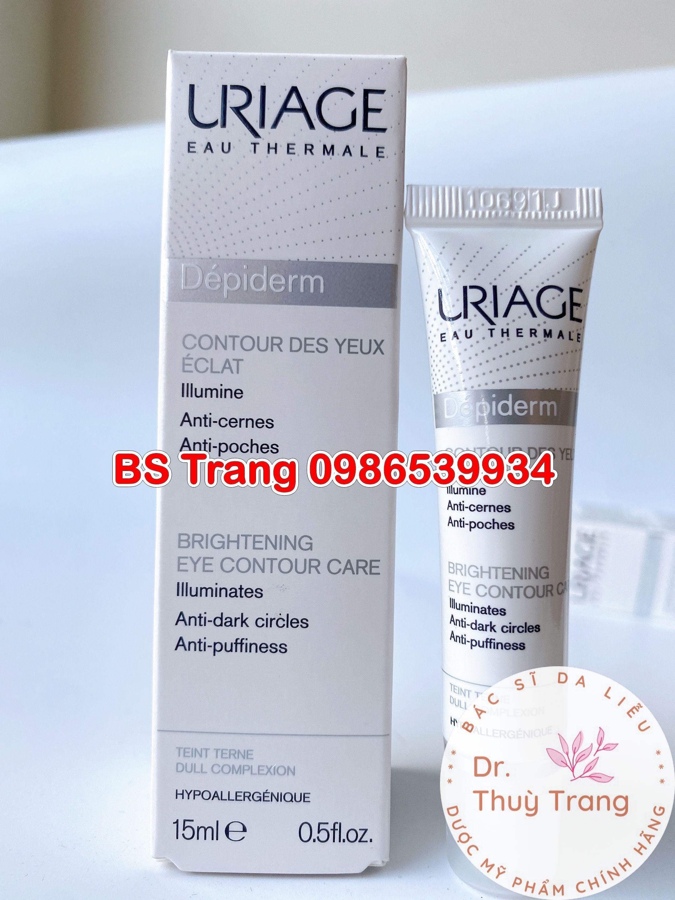 [Chính hãng] Kem dưỡng giảm thâm quầng mắt giảm bọng mắt Uriage Depiderm White Contour Des Yeux Eclaircissant - 15ml