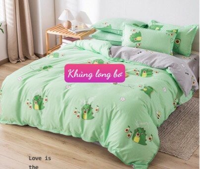 Bộ ga gối 1 ga 2 vỏ gối 2mx2m2 chọn mẫu trên bài,mẫu khủng long bơ
