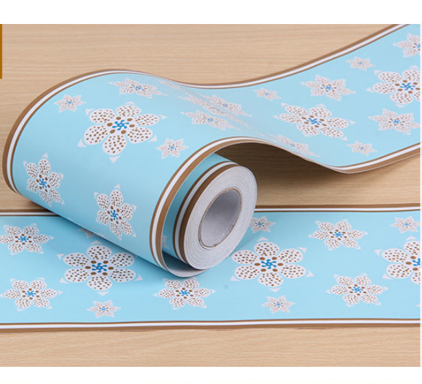 [HCM]Cuộn 10M x 10cm giấy dán viền tường (có sẵn keo) - hoa 6 cánh trắng