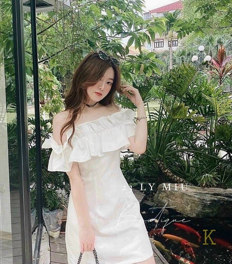 [ Voucher 50k Freeship Max 0 đồng toàn quốc ] ĐẦM TRẮNG TIỂU THƯ TRỄ VAI, DÁNG VÁY ÔM BODY, THÍCH HỢP MẶC ĐI CHƠI, ĐI TIỆC DỄ THƯƠNG