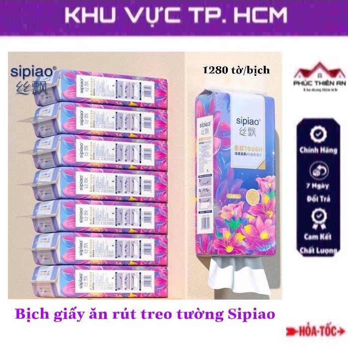 Chính hãng Bịch Khăn giấy ăn gấu trúc treo tường dạng rút Sipiao - 1280 tờ bịch