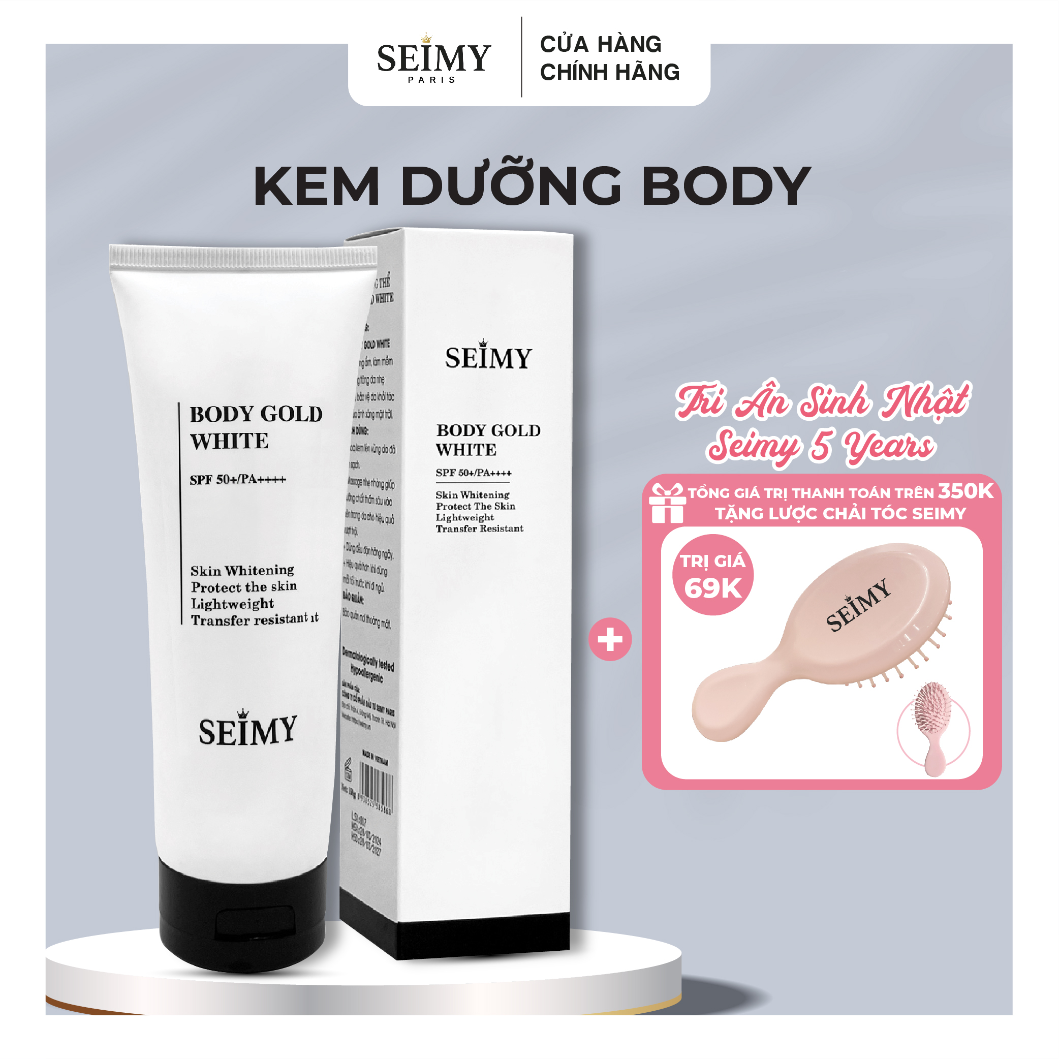 KEM LOTION BODY GOLD WHITE SEIMY - Kem dưỡng dành cho mọi loại da cam kết bật tông ngay khi sử dụng