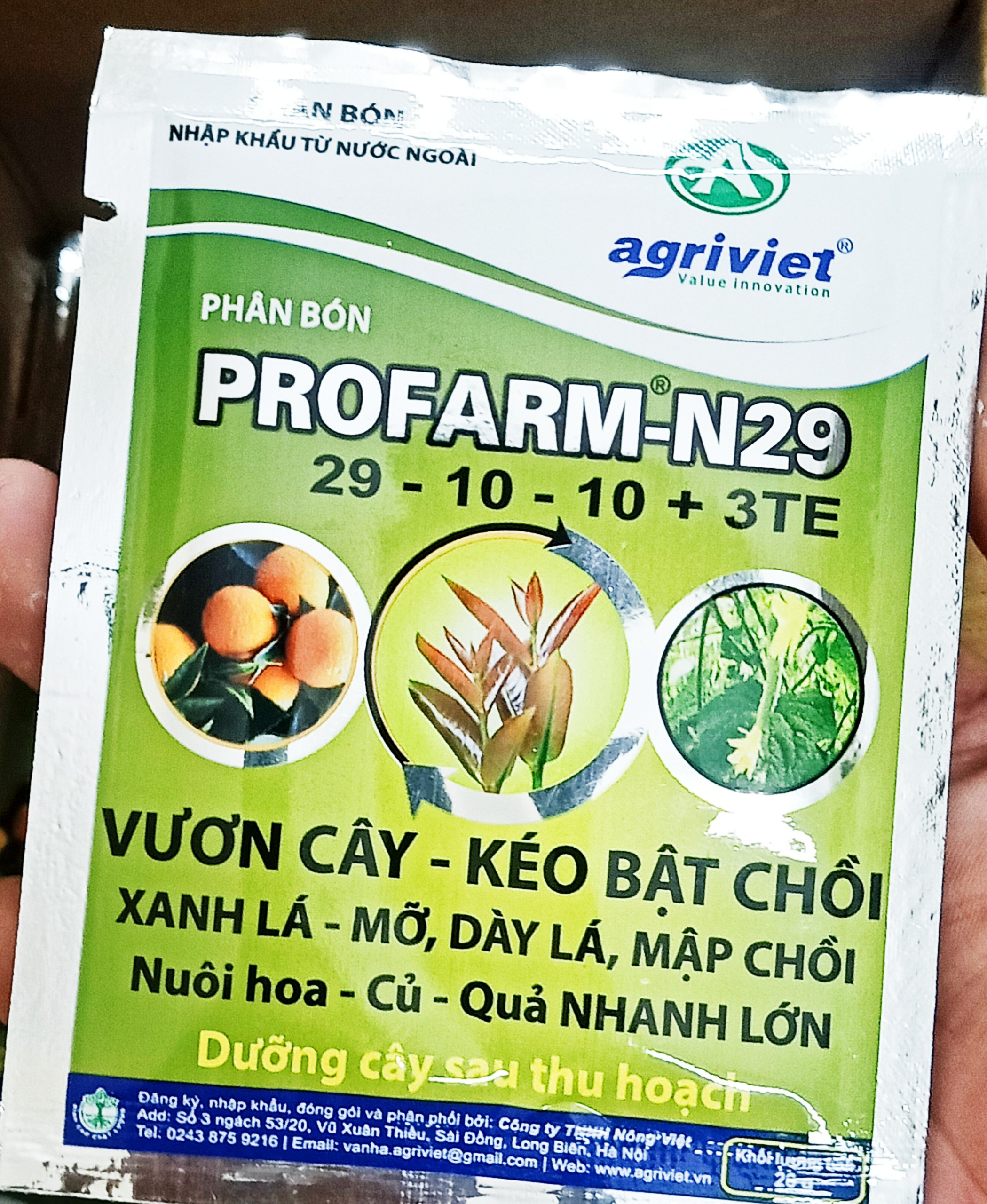 Phân Bón Lá cho lan giống Frofarm  29-10-10 1,8 Mg + Te Bộ 5  Gói