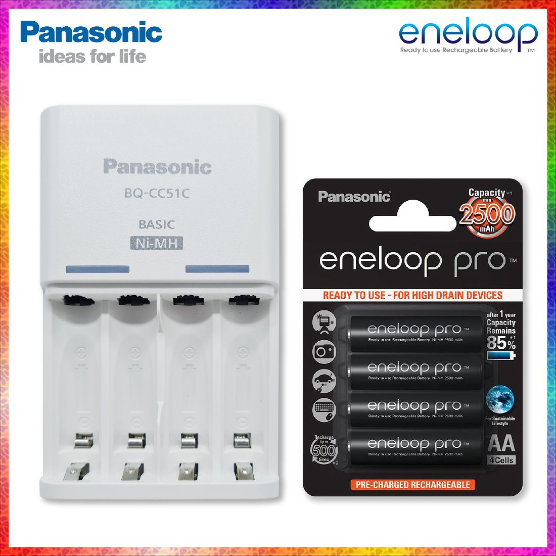BỘ SẠC PIN ENELOOP PANASONIC BQ-CC51C và 04 PIN ENELOOP PANASONIC 2500mAh