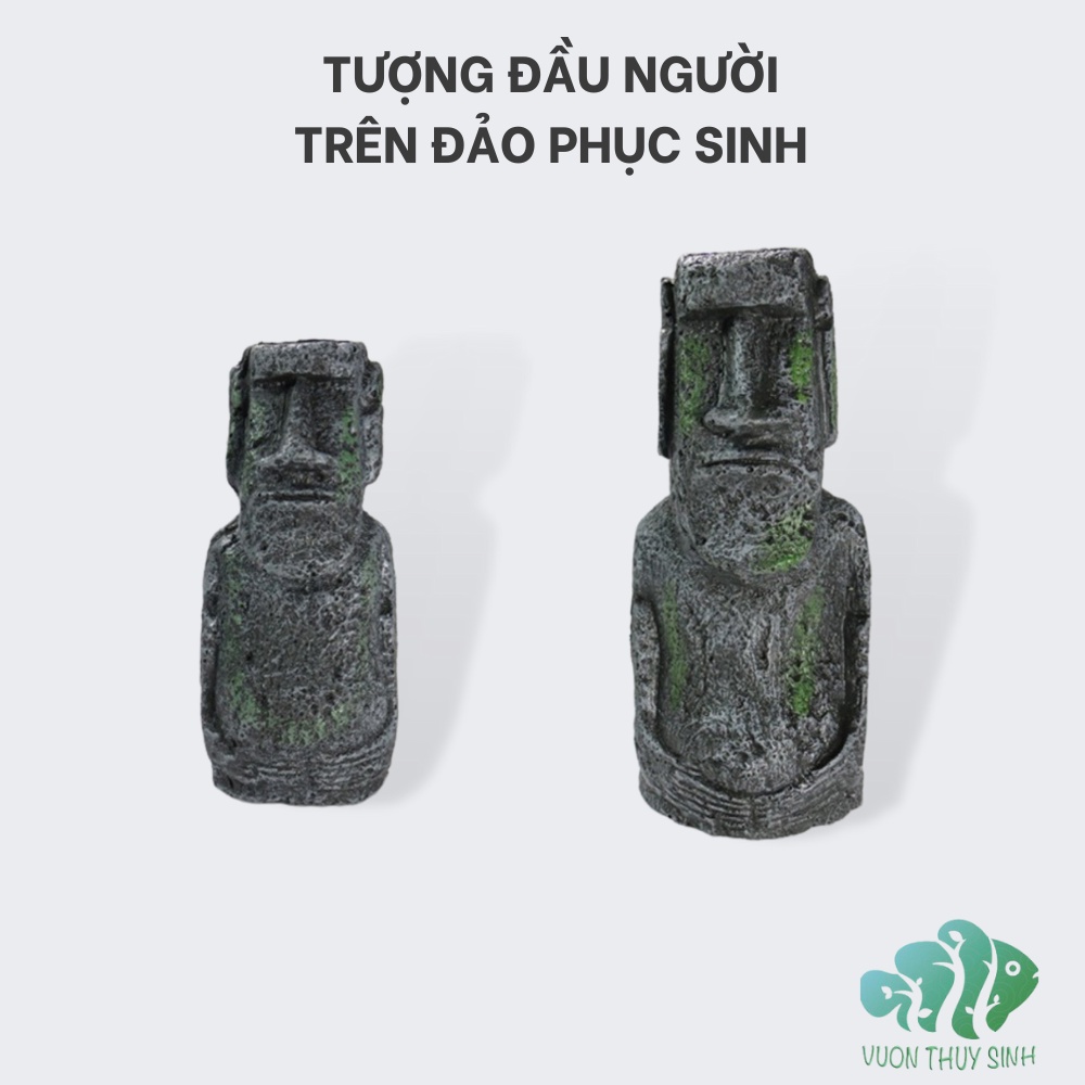 Tượng đầu người trên đảo phục sinh trang trí bể cá bể thuỷ sinh