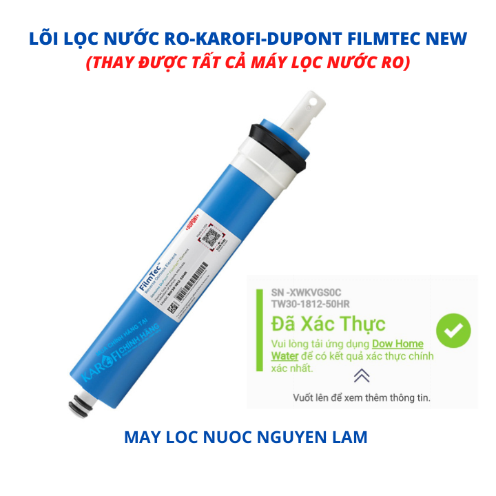 (HCM) Lõi Lọc Nước RO Karofi - Màng Dupont Filmtec New (Chính Hãng)