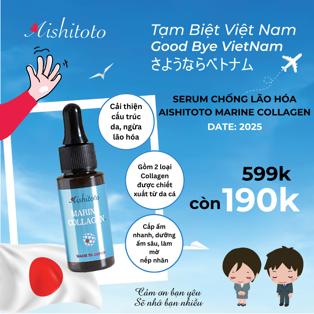 Serum phục hồi da, sáng da Aishitoto Marine Collagen Concentrated 20ml
