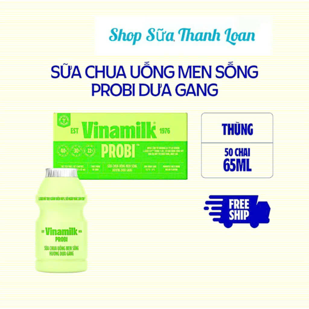 (GIAO HỎA TỐC TẠI HCM) Thùng 50 Chai Sữa Chua Uống PROBI Dưa Gang - Lốc 5 Chai 65ml.