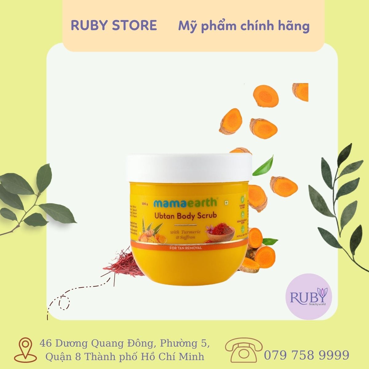Mamaearth Tẩy da chết sáng da Ubtan và Saffron