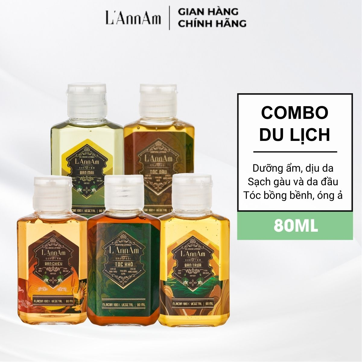 Combo du lịch l’annam - sữa tắm trắng da và dầu gội thảo dược 80ml