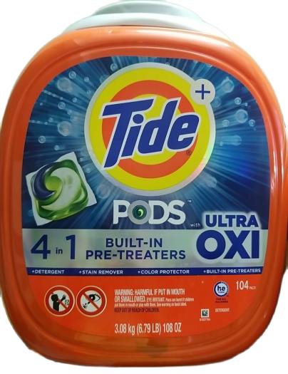 Thùng Viên Giặt - Xả 4 In 1 Tide Pods Pods 104 Viên Ultra Oxi Viên 3.08g