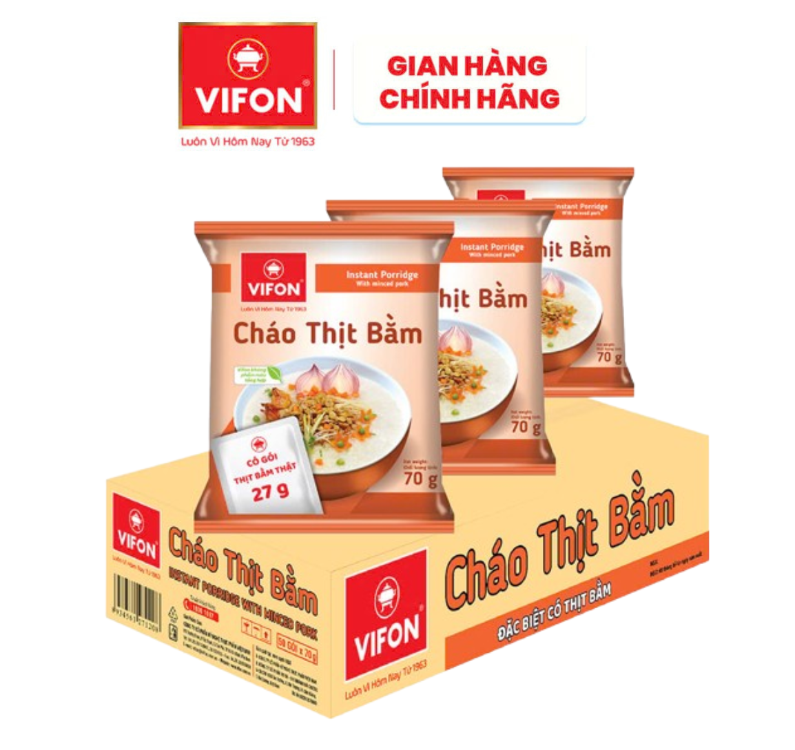 Cháo Thịt Bằm VIFON Có Thịt Thật 70g/ Gói