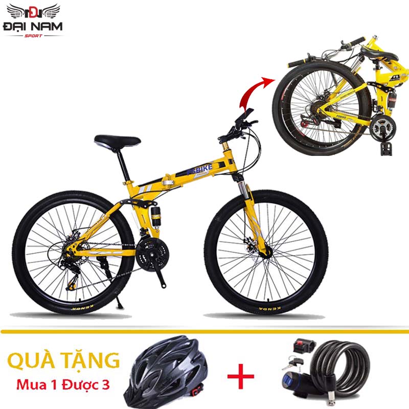 Xe đạp thể thao gấp gọn ns-001 vành 26inch 24 tốc độ nhập khẩu đại nam sport + tặng mũ bảo hiểm,khóa chống trộm và chắn bùn