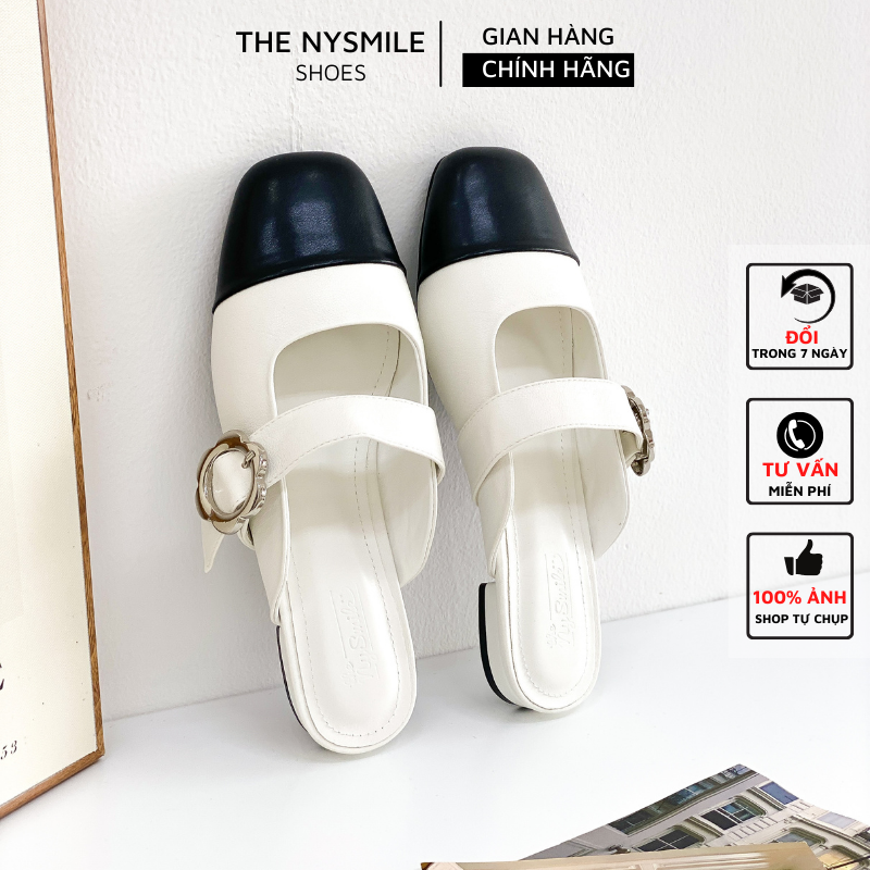 Dép sục nữ , sục mũi vuông phối - THENYSMILE - PANLO
