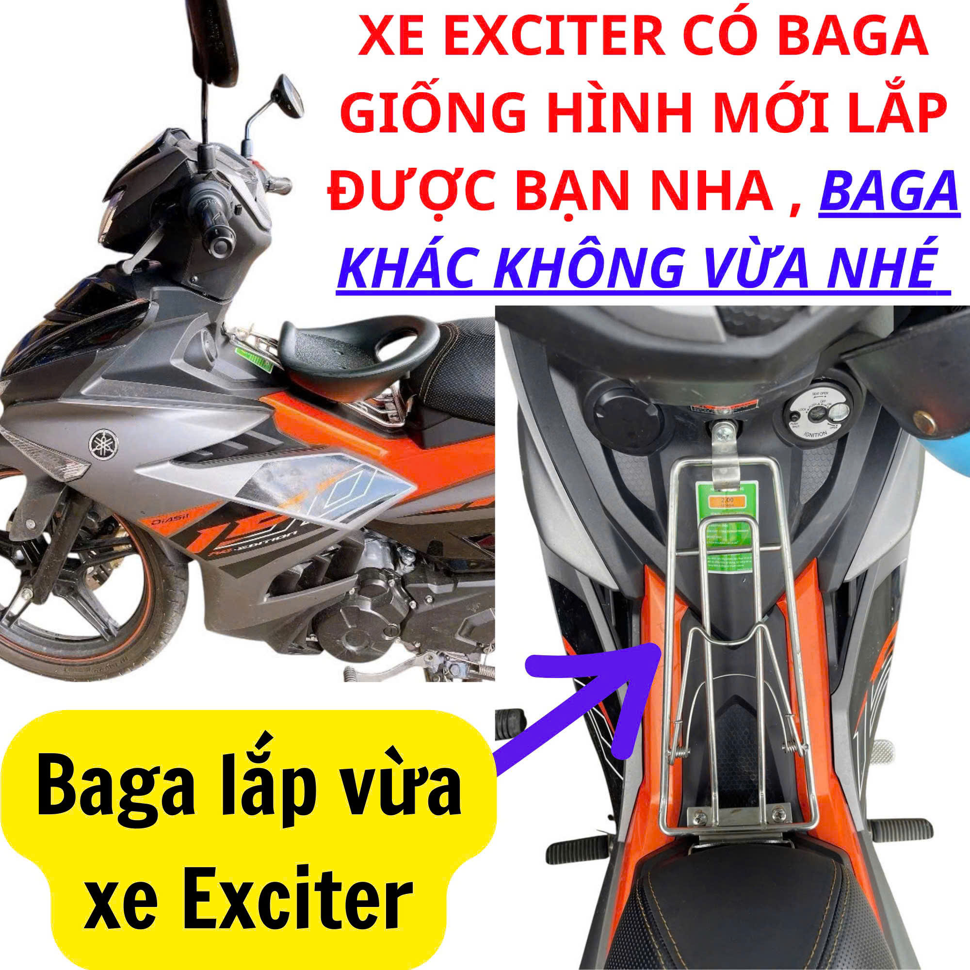 Yên ghế ngồi xe Exciter , exciter 125 , exciter 150 , 155 ghế đi xe máy exciter , yên nhựa có ốc đi xe máy