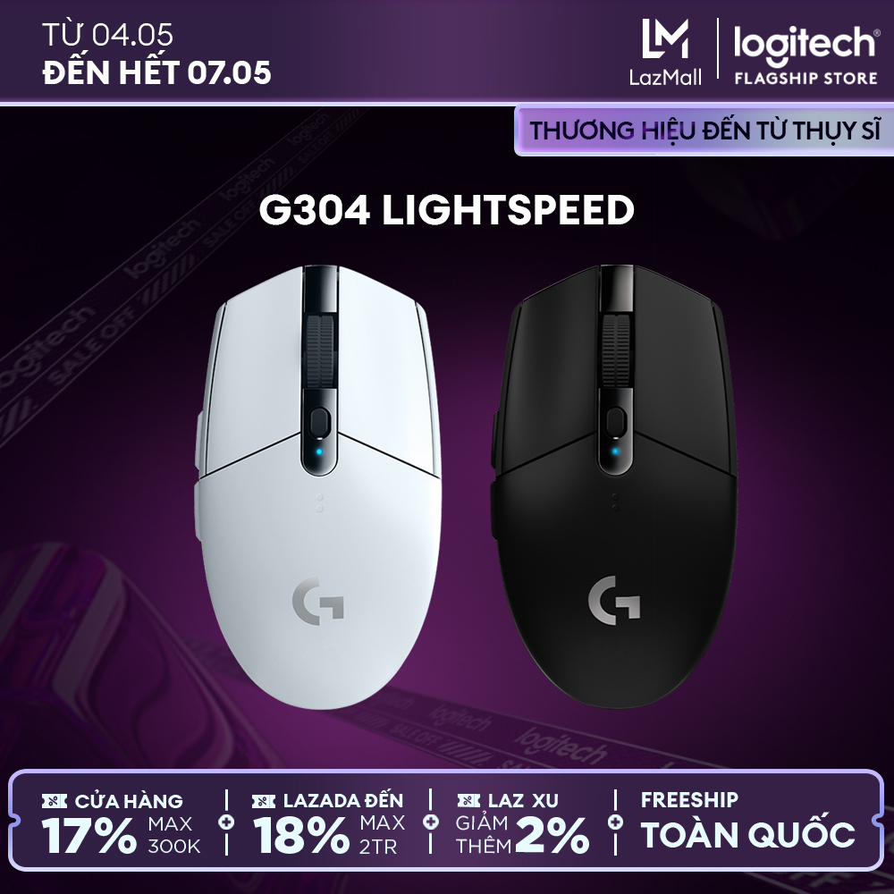 Chuột game không dây Lightspeed Logitech G304 - Cảm biến Hero, 12k DPI, nhẹ, 6 nút lập trình, on-board memory, pin 250h