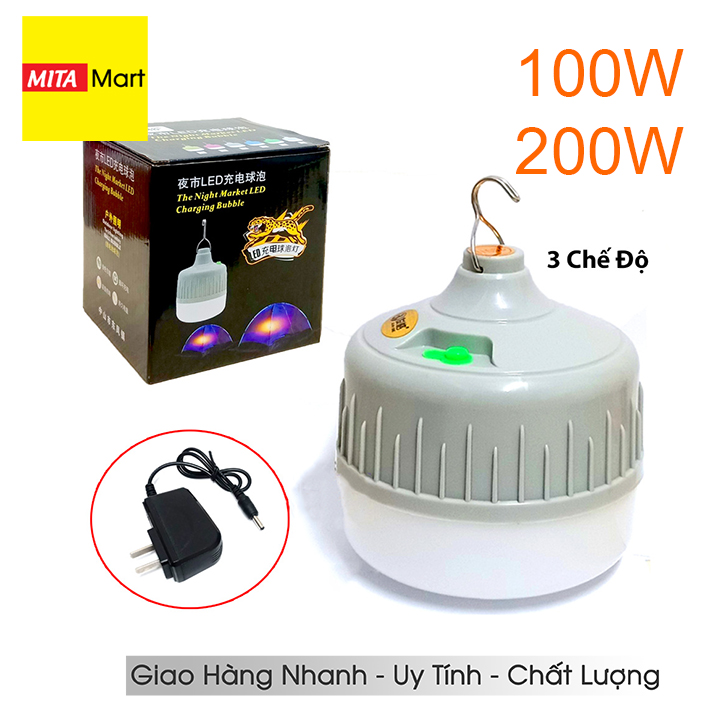 Bóng đèn LED sạc tích điện 200W - 100W 3 chế độ(4-6H) - MitaMart SG