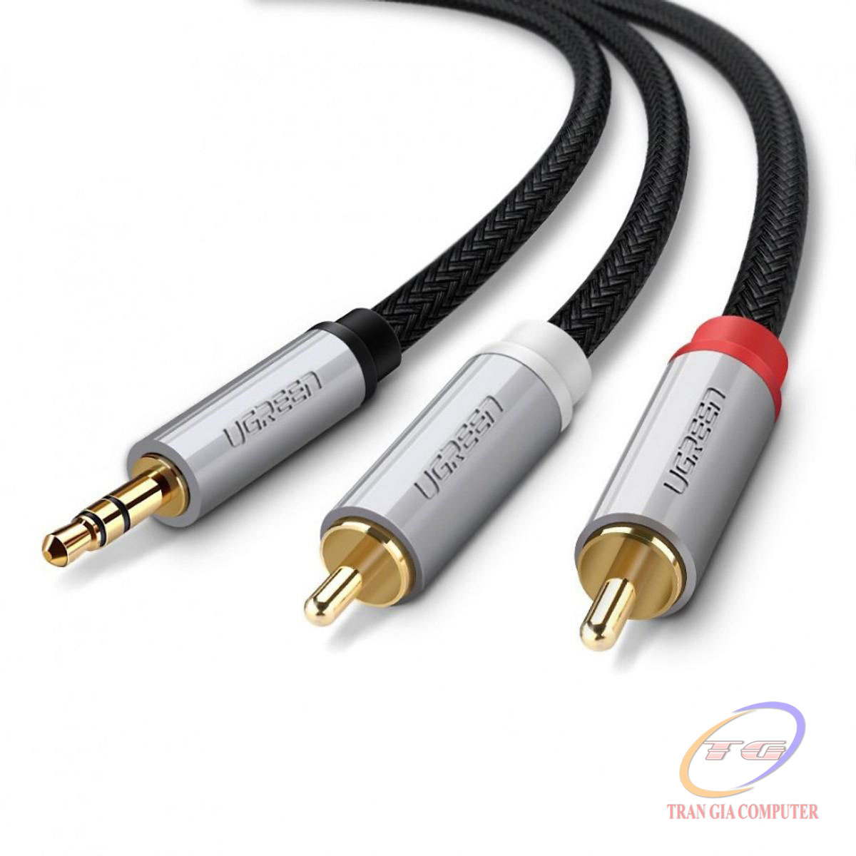 Cáp audio 3.5mm sang 2 đầu rca dài 2m ugreen 40843