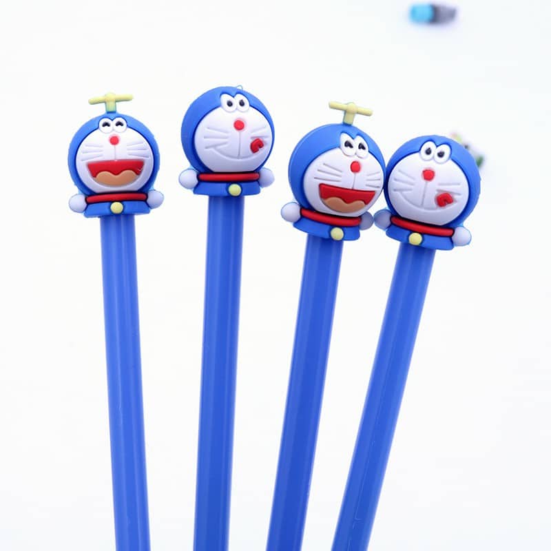 Combo 3 bút gel mực nước hoạt hình doremon mực tím mực xanh mực đen đẹp cho bé trai học sinh