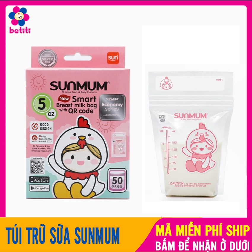 Túi trữ sữa Sunmum Thái Lan 100ml tiện lợi cho me, an toàn không chứa BPA