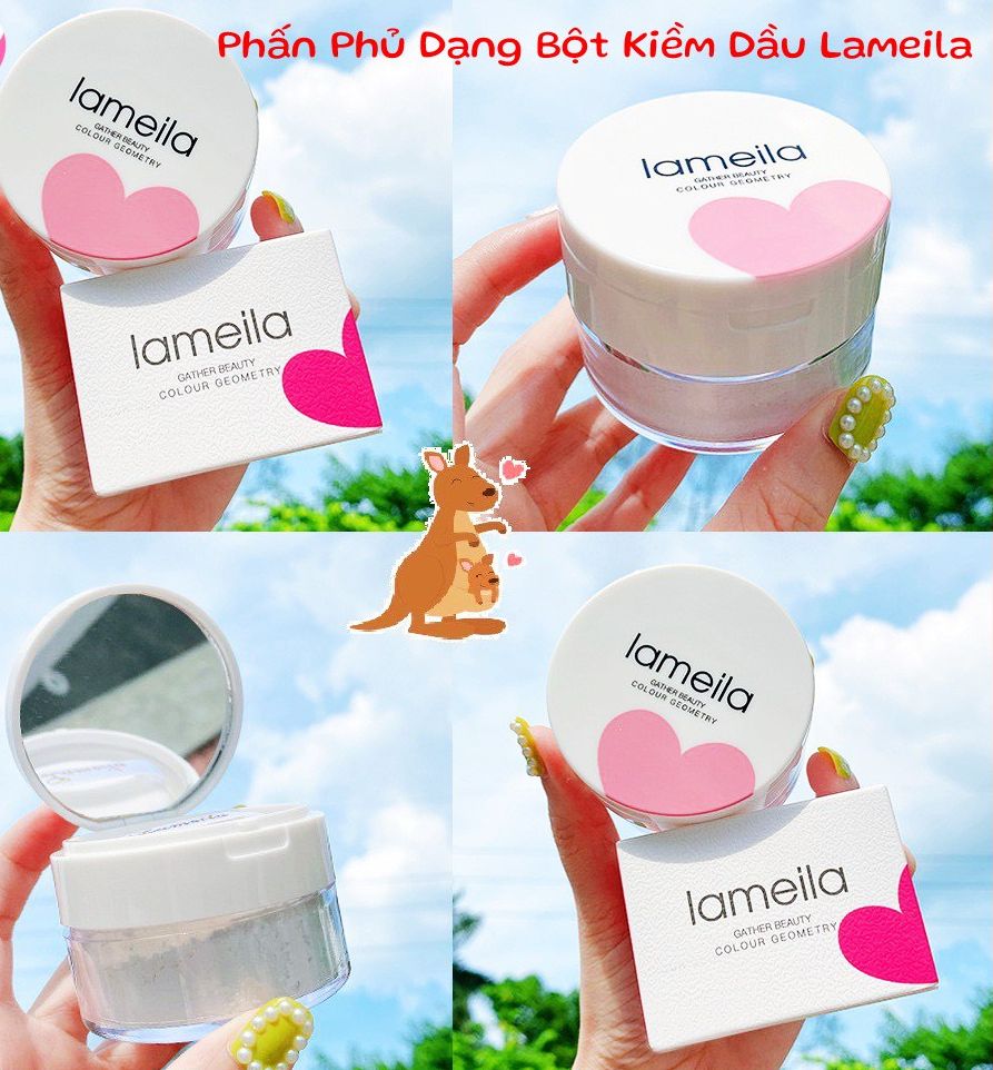 Phấn phủ dạng bột kiềm dầu lameila - trái tim , che khuyết điểm , không thấm nước