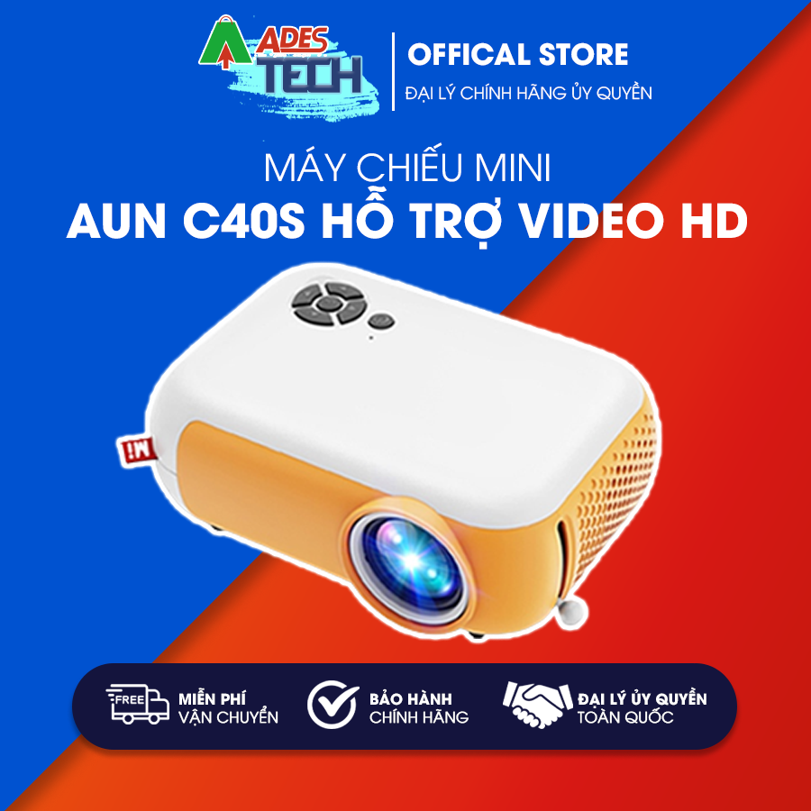 [HÀNG CHÍNH HÃNG] Máy chiếu mini AUN C40s hỗ trợ video HD và kết nối với điện thoại - BẢO HÀNG 12 THÁNG