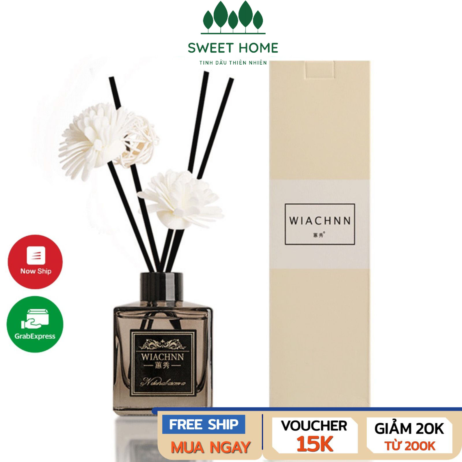 Tinh dầu thơm phòng thiên nhiên nguyên chất 50ml có que khuếch tán tinh dầu giúp khử mùi không khí,ltạo hương thơm cho phòng khách,phòng ngủ,phòng làm việc giúp bạn giảm stress- SWEET HOME