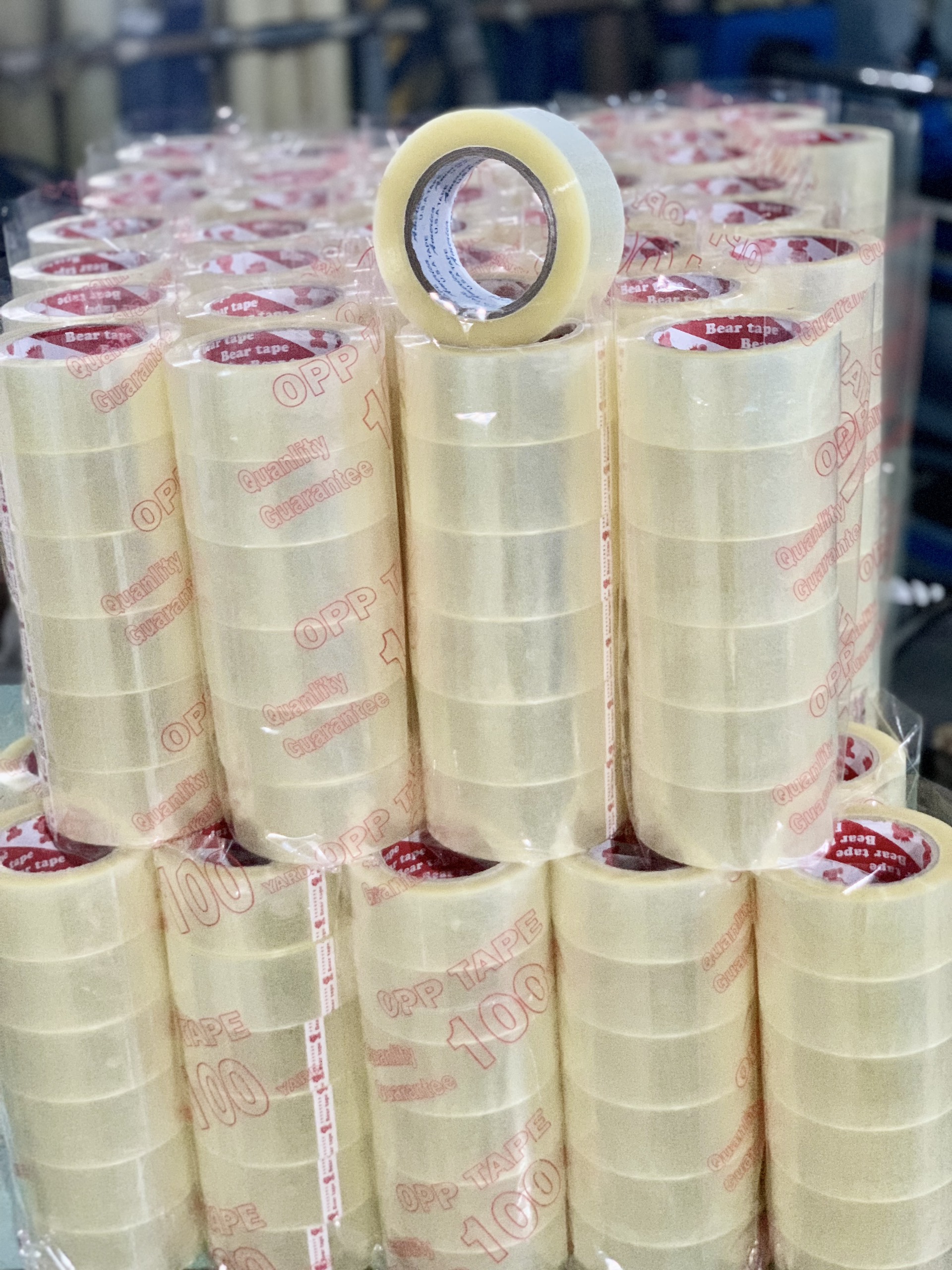 6 cuộn băng keo trong/đục đóng hàng 100yard 1.4kg