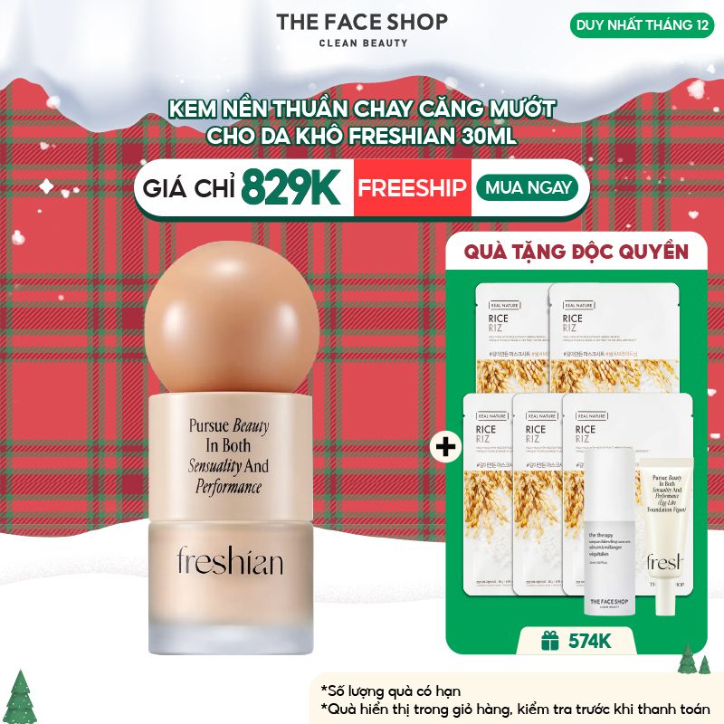 Kem Nền Freshian Thuần Chay Lì Mịn Da Egg-Like Glow Foundation Vegan SPF35 PA++ 30ml