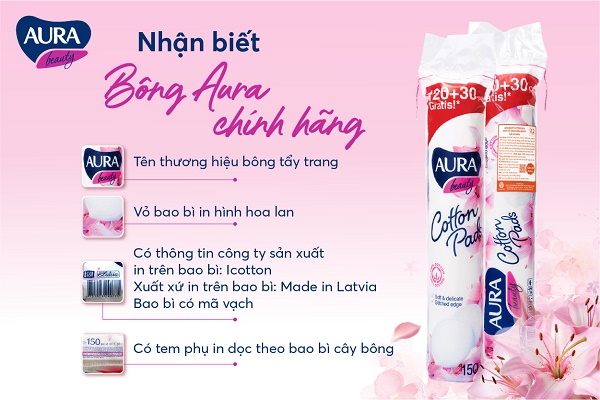 Bông tẩy trang Aura Beauty 120+30 miếng
