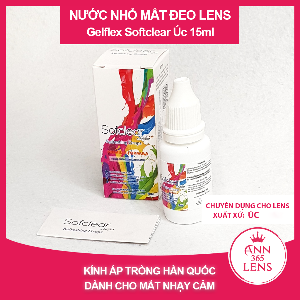 Gelflex Softclear 15ml nhỏ mắt đeo kính áp tròng chuyên dụng cao cấp chai nhỏ mắt cho lens nước nhỏ mắt lens cấp ẩm