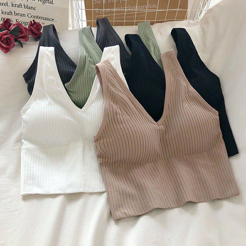 Áo bra tăm cổ chữ V, áo dáng dàng croptop