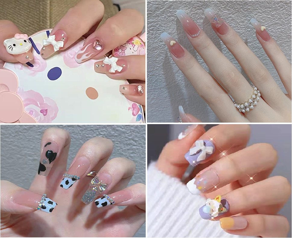 Bộ 24 móng tay giả đính đá siêu đẹp kèm keo mã [Z141-180]