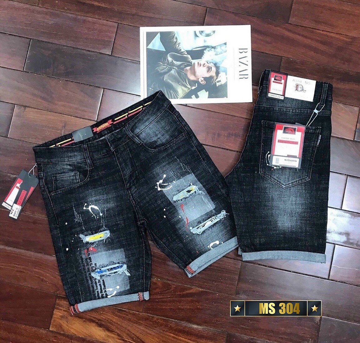 Quần short jean đen rách cao cấp - Quần short jean nam unisex- Chất liệu Denim, quần co dãn tốt, phong cách trẻ trung, năng động, kiểu dáng thời trang (full tem mác) NEW FASHION92 TM304