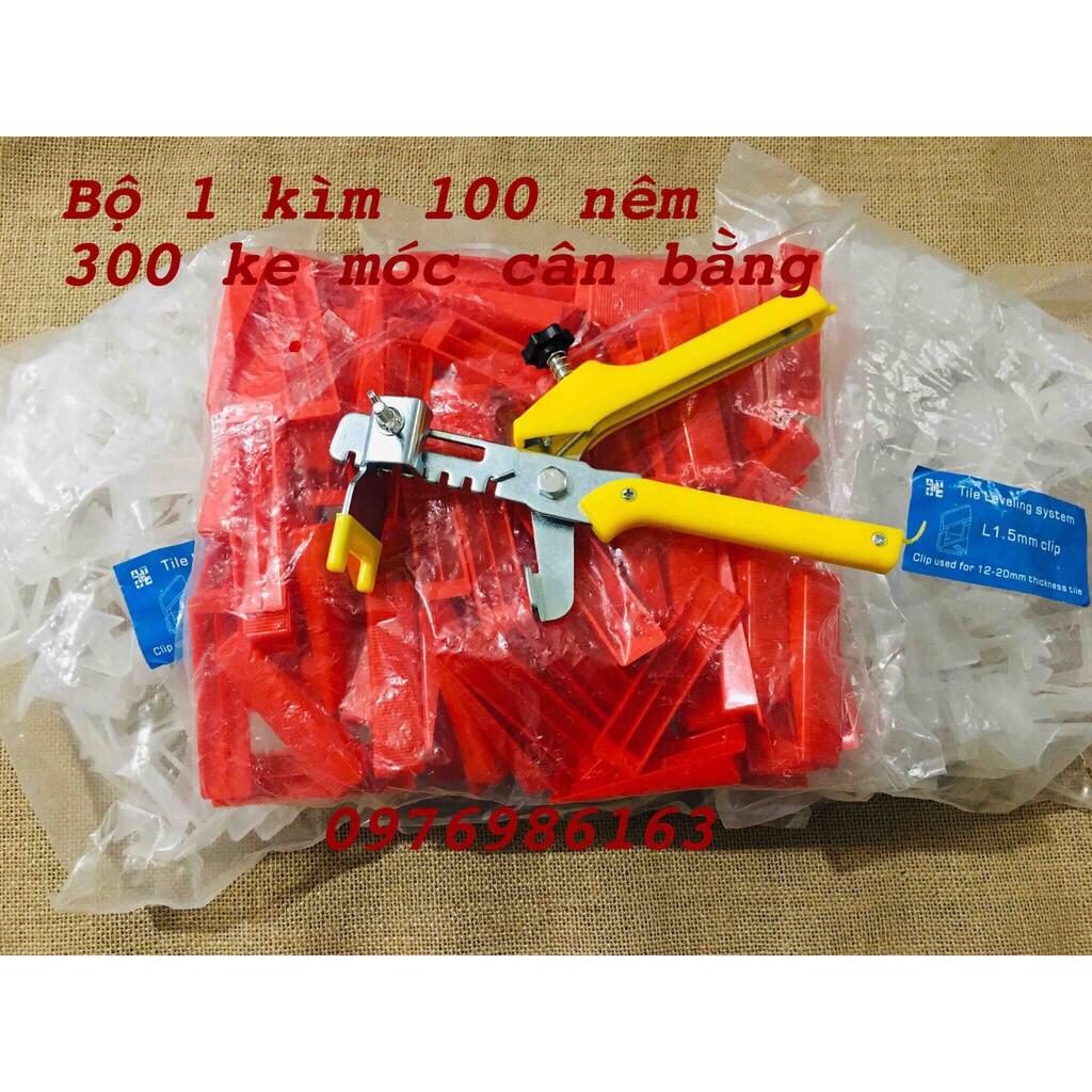 Bộ 1 kìm bấm ke 100 nêm và 300 ke móc cân bằng ốp lát gạch