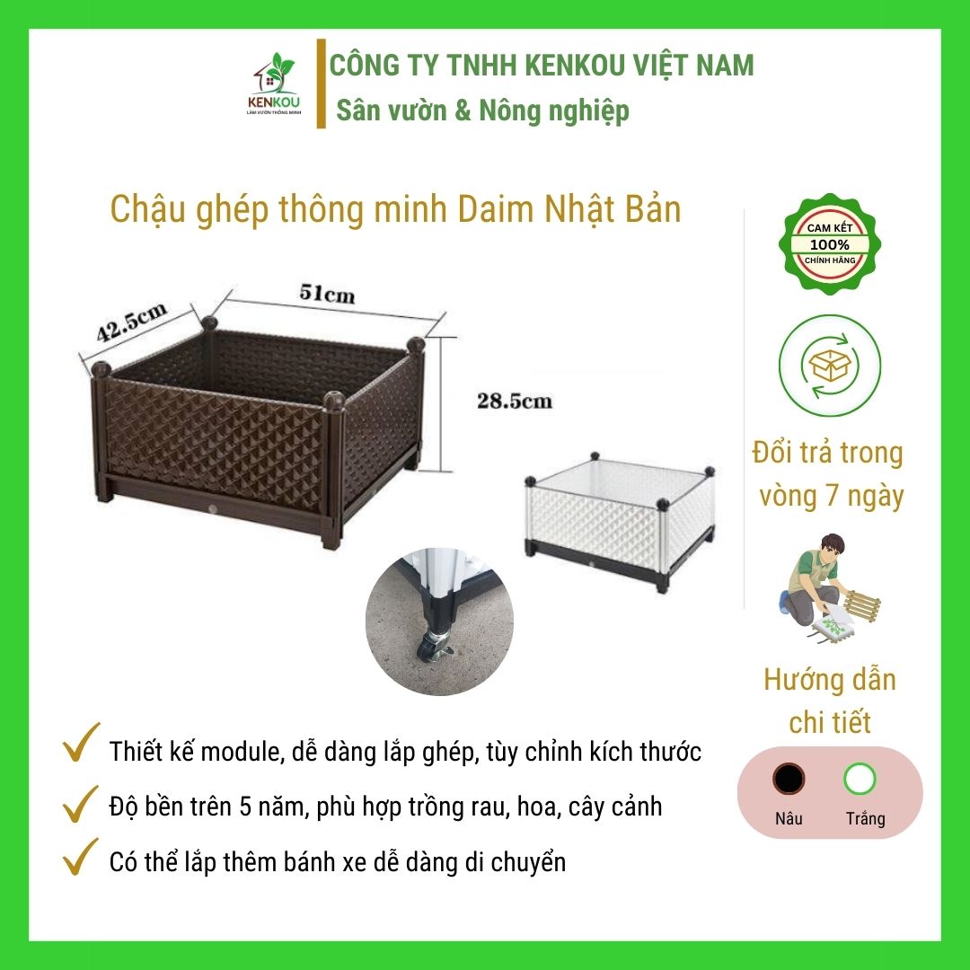 Freeship Chậu ghép thông minh Nhật - Việt Trồng rau, hoa, cây cảnh tại nhà chất lượng - Kenkou Làm vườn thông minh