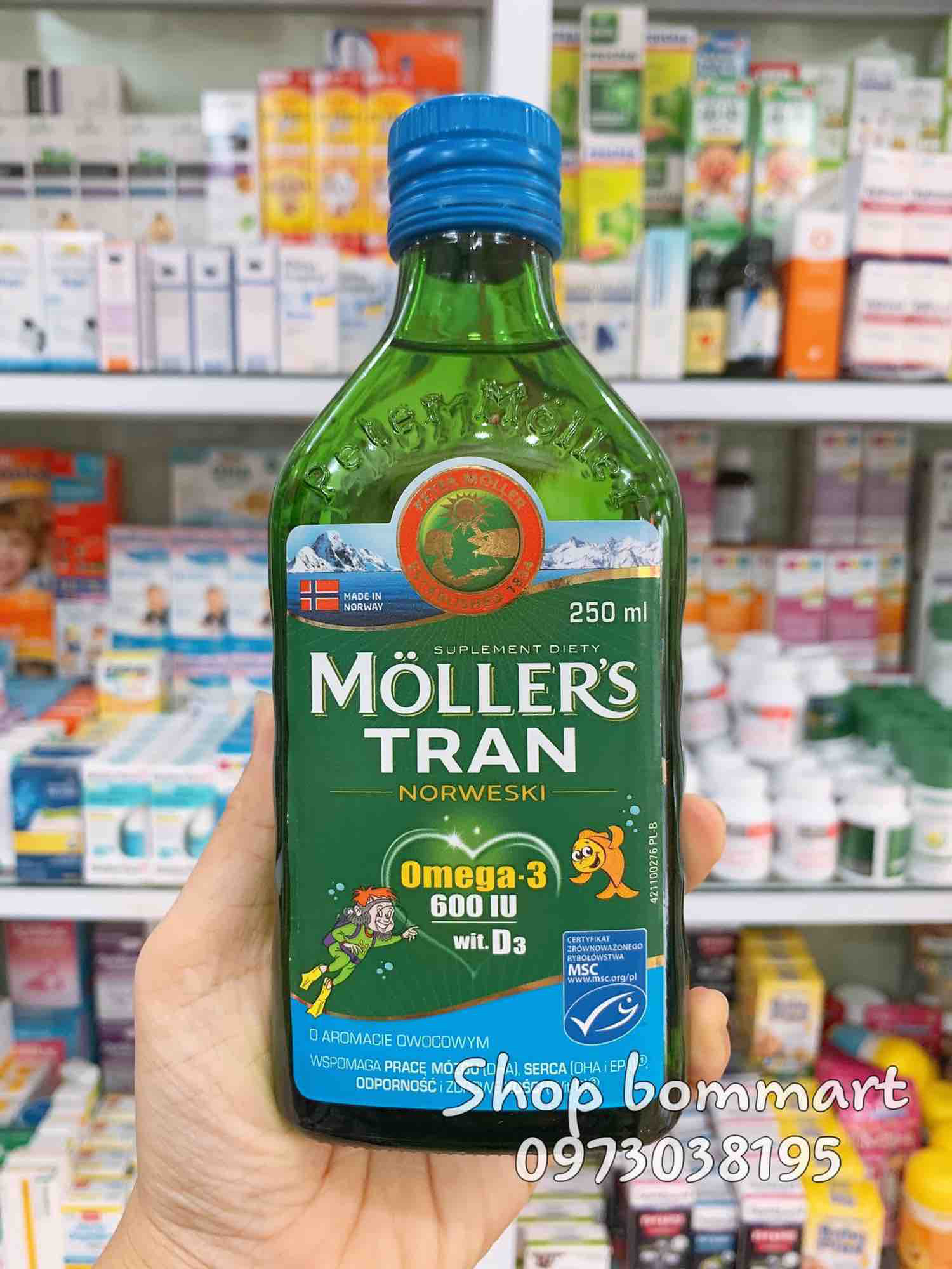 Dầu gan cá tuyết moller trans nauy chai 250ml hương hoa quả