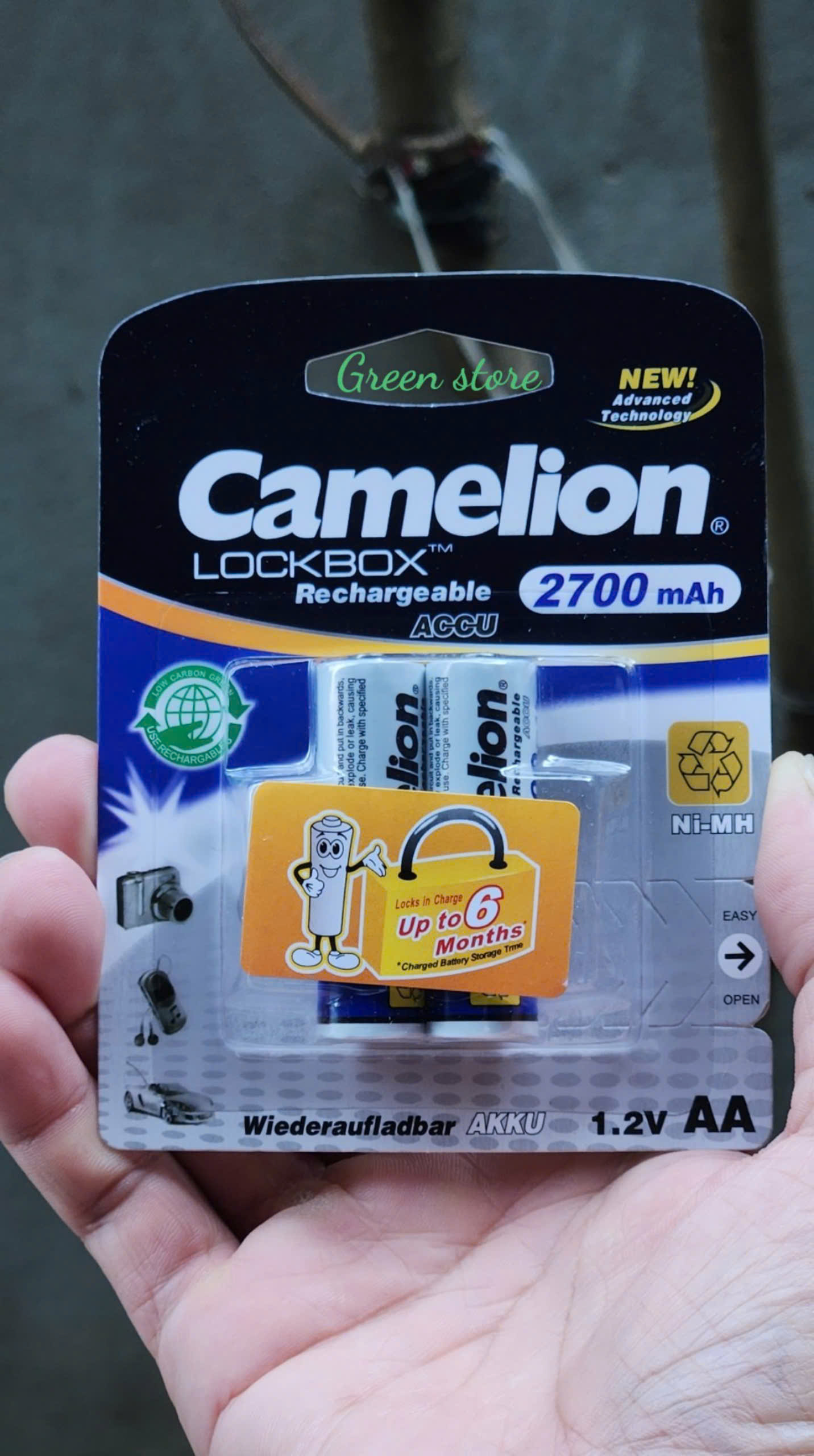 Vỉ 2 pin sạc AA 2700mAh Camelion 1.2V hàng chính hãng