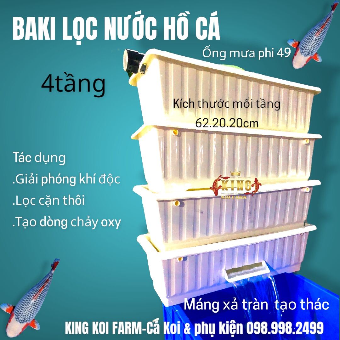 [GIẢM ĐẾN 20% Ở XU] Baki lọc nước hồ cá 4tầng có ống mưa và máng xã tràn